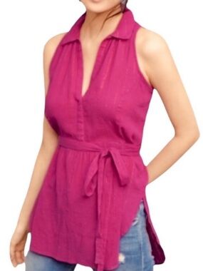 Maeve Anthropologie Sleeveless Tunic with Waist Tie - Magenta/Fuchsia. M